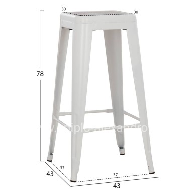 BAR STOOL MELITA-PRO HM8642.41 METAL IN MATTE WHITE 43x43x78Hcm.