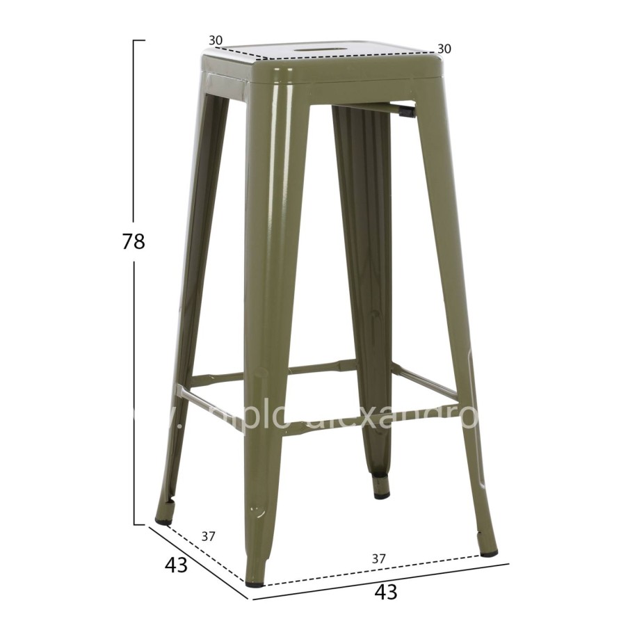 BAR STOOL MELITA-PRO HM8642.43 METAL IN DARK OLIVE 43x43x78Hcm.