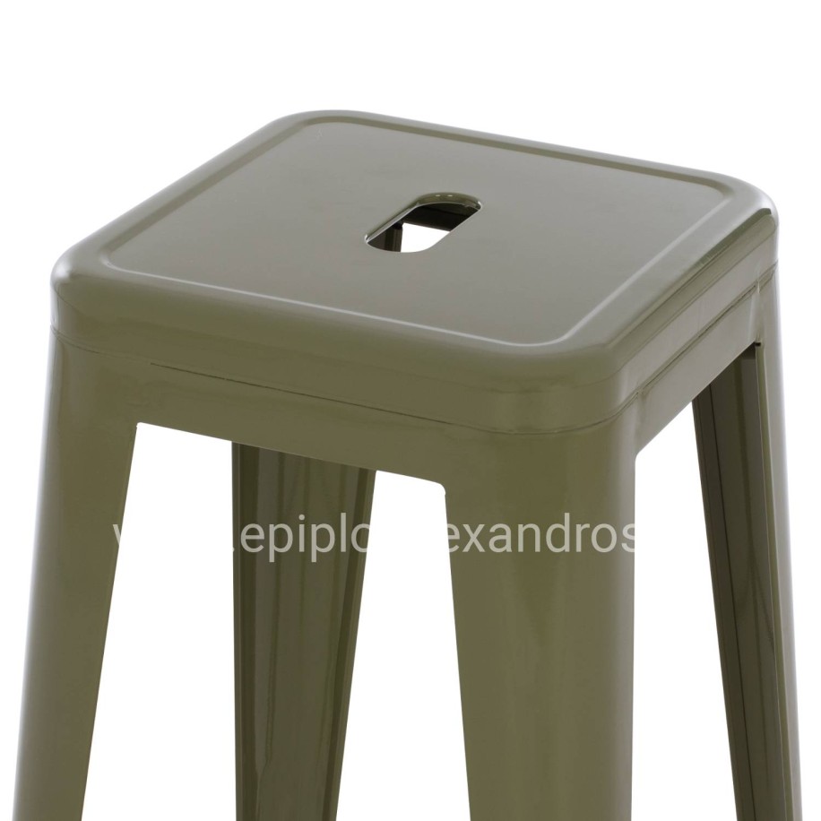BAR STOOL MELITA-PRO HM8642.43 METAL IN DARK OLIVE 43x43x78Hcm.