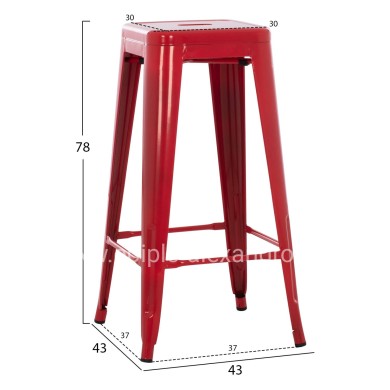 BAR STOOL MELITA-PRO HM8642.44 METAL IN RED 43x43x78Hcm.