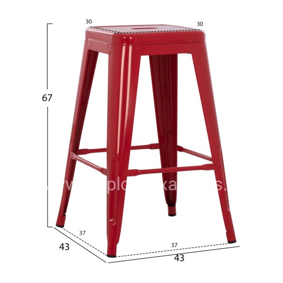 ΣΚΑΜΠΟ ΜΕΣΑΙΟΥ ΥΨΟΥΣ ΜΕΤΑΛΛΙΚΟ MELITA-PRO HM8573.44 ΚΟΚΚΙΝΟ 43x43x67Υεκ.