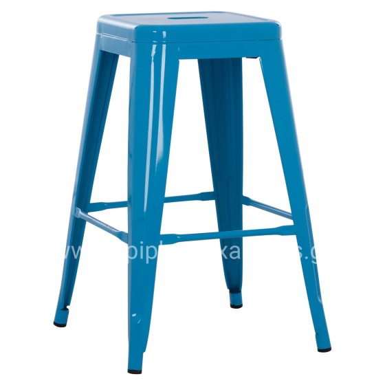 BAR STOOL MEDIUM HEIGHT MELITA-PRO HM8573.48 METAL IN BLUE 43x43x67Hcm.