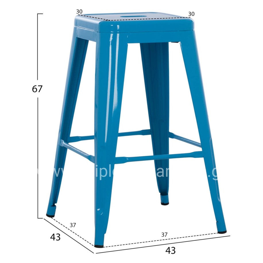 BAR STOOL MEDIUM HEIGHT MELITA-PRO HM8573.48 METAL IN BLUE 43x43x67Hcm.