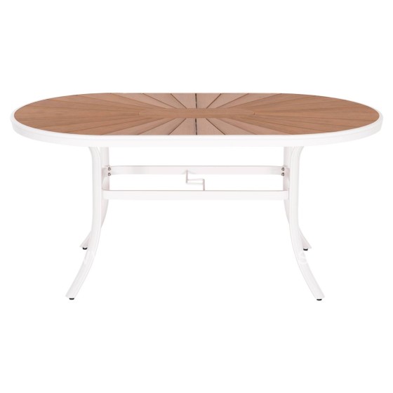 OUTDOOR DINING TABLE TELAMO HM6288.02 ALUMINUM IN WHITE & POLYWOOD TABLETOP 160X90Χ73.5Hcm.