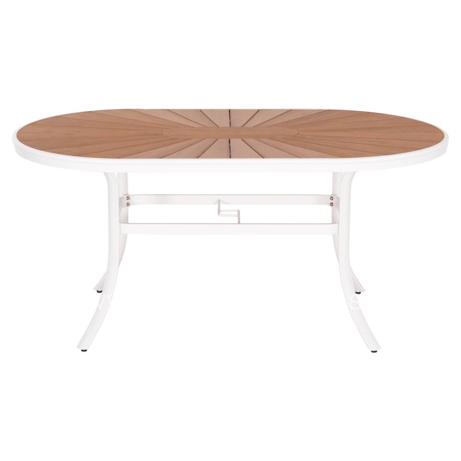 OUTDOOR DINING TABLE TELAMO HM6288.02 ALUMINUM IN WHITE & POLYWOOD TABLETOP 160X90Χ73.5Hcm.