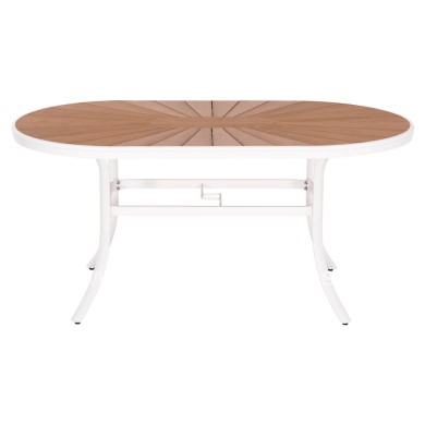 OUTDOOR DINING TABLE TELAMO HM6288.02 ALUMINUM IN WHITE & POLYWOOD TABLETOP 160X90Χ73.5Hcm.