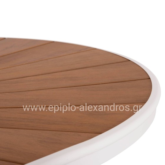 OUTDOOR DINING TABLE TELAMO HM6288.02 ALUMINUM IN WHITE & POLYWOOD TABLETOP 160X90Χ73.5Hcm.