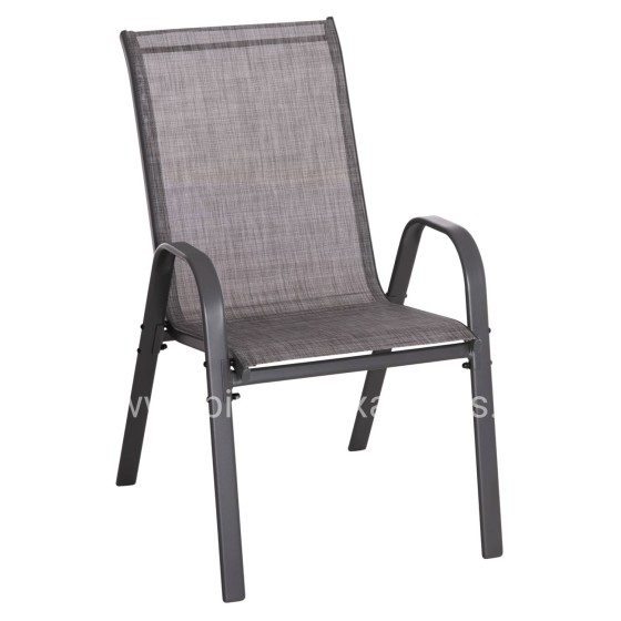 OUTDOOR ARMCHAIR LEON HM5000.41 GREY METAL FRAME & TEXTILENE-4PCS SET- 55x70x91Hcm.