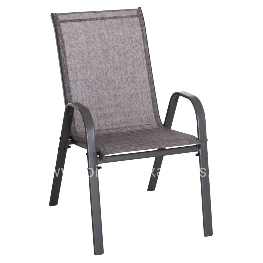 OUTDOOR ARMCHAIR LEON HM5000.41 GREY METAL FRAME & TEXTILENE-4PCS SET- 55x70x91Hcm.