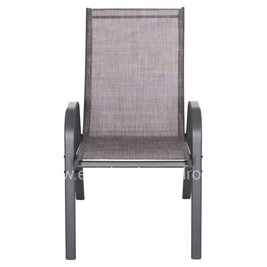 OUTDOOR ARMCHAIR LEON HM5000.41 GREY METAL FRAME & TEXTILENE-4PCS SET- 55x70x91Hcm.