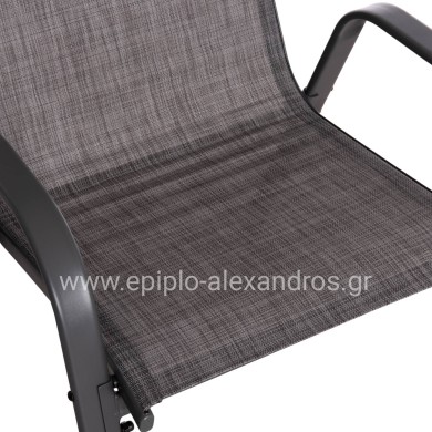 OUTDOOR ARMCHAIR LEON HM5000.41 GREY METAL FRAME & TEXTILENE-4PCS SET- 55x70x91Hcm.