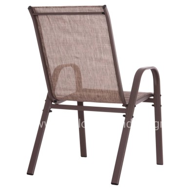OUTDOOR ARMCHAIR LEON HM5000.42 BROWN METAL FRAME & TEXTILENE-4PCS SET- 55x70x91Hcm.