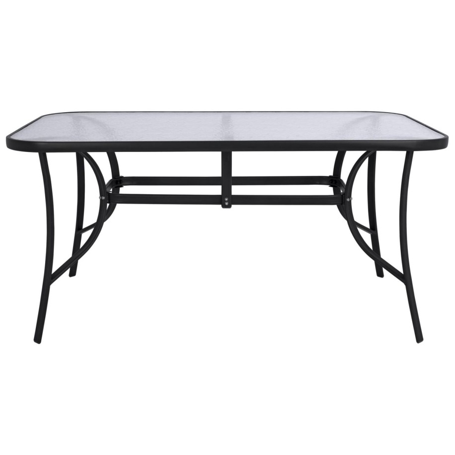 DINING TABLE BRUNO HM5145.03 METAL IN BLACK COLOR-TEMPERED GLASS 150Χ90Χ72Hcm.