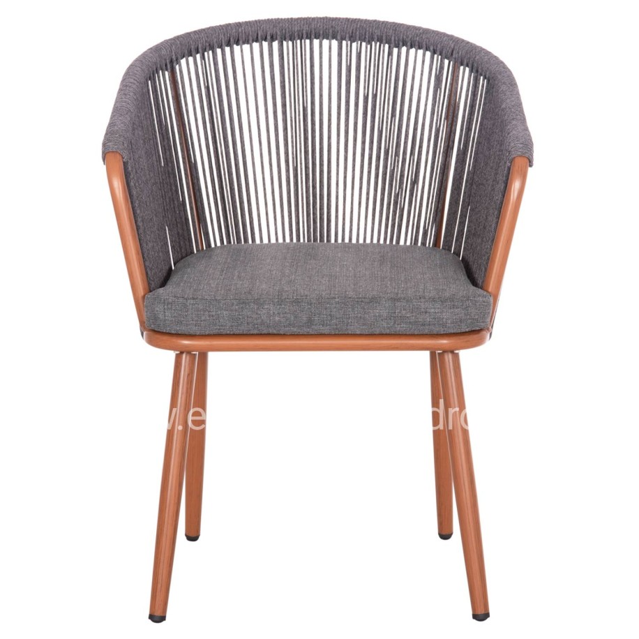 DINING CHAIR HARRIET HM5548.11 ALUMINUM BROWN FRAME-GREY P.E.ROPE 60x62x80,5Hcm.