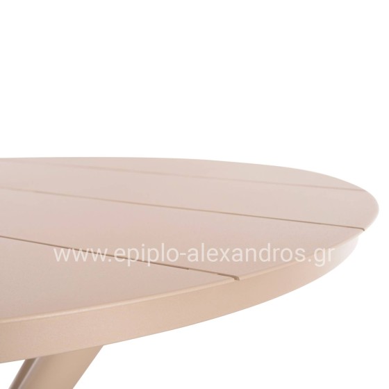 ΤΡΑΠΕΖΙ ΣΤΡΟΓΓΥΛΟ ΑΛΟΥΜΙΝΙΟΥ HIGER HM6289.04 ΚΑΠΟΥΤΣΙΝΟ Φ90x74Yεκ.