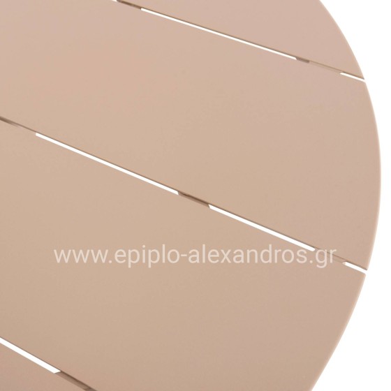 ΤΡΑΠΕΖΙ ΣΤΡΟΓΓΥΛΟ ΑΛΟΥΜΙΝΙΟΥ HIGER HM6289.04 ΚΑΠΟΥΤΣΙΝΟ Φ90x74Yεκ.