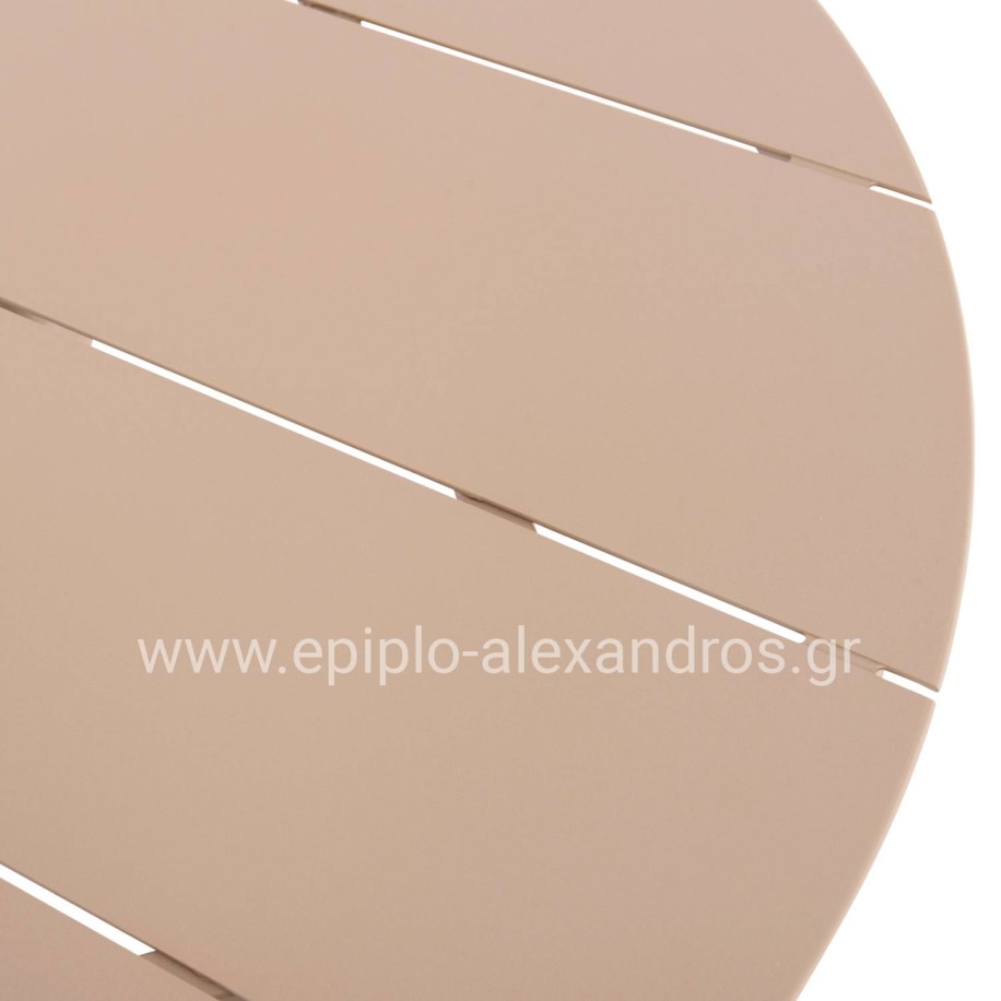 ΤΡΑΠΕΖΙ ΣΤΡΟΓΓΥΛΟ ΑΛΟΥΜΙΝΙΟΥ HIGER HM6289.04 ΚΑΠΟΥΤΣΙΝΟ Φ90x74Yεκ.