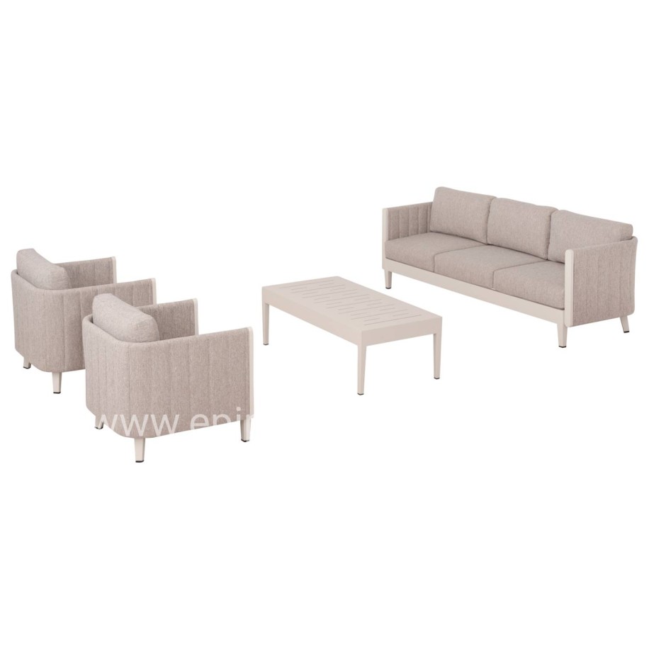 OUTDOOR LOUNGE SET 4PCS LARRY HM6188.02 CHAMPAGNE COLORED ALUMINUM-P.E. FABRIC