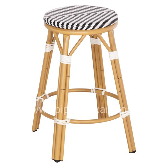 ALUMINUM MEDIUM HEIGHT BAR STOOL CHINO HM6286.03 BAMBOO LOOK & TEXTILENE BLACK 43x43x65Hcm.