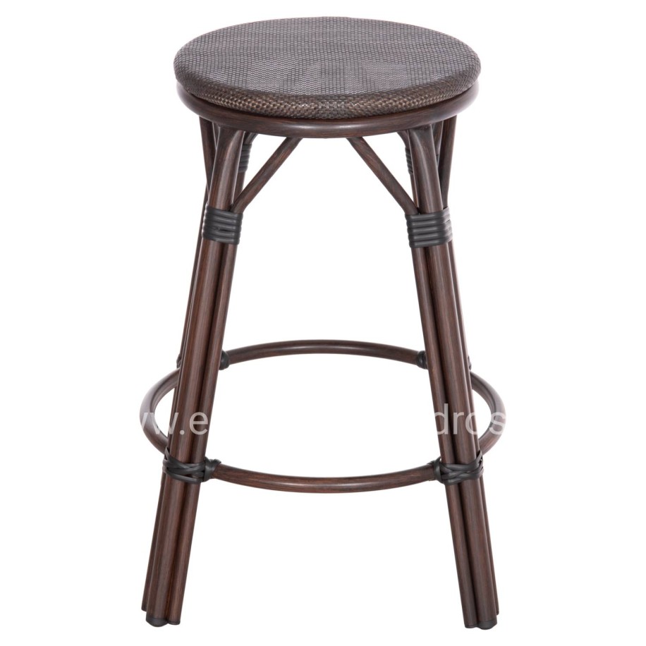 ALUMINUM MEDIUM HEIGHT BAR STOOL CHINO HM6286.01 BAMBOO LOOK & TEXTILENE IN BROWN 43x43x65Hcm.