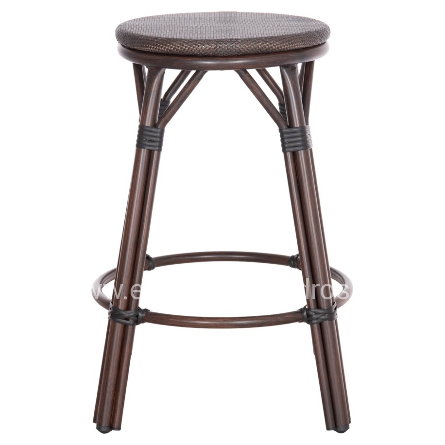 ALUMINUM MEDIUM HEIGHT BAR STOOL CHINO HM6286.01 BAMBOO LOOK & TEXTILENE IN BROWN 43x43x65Hcm.