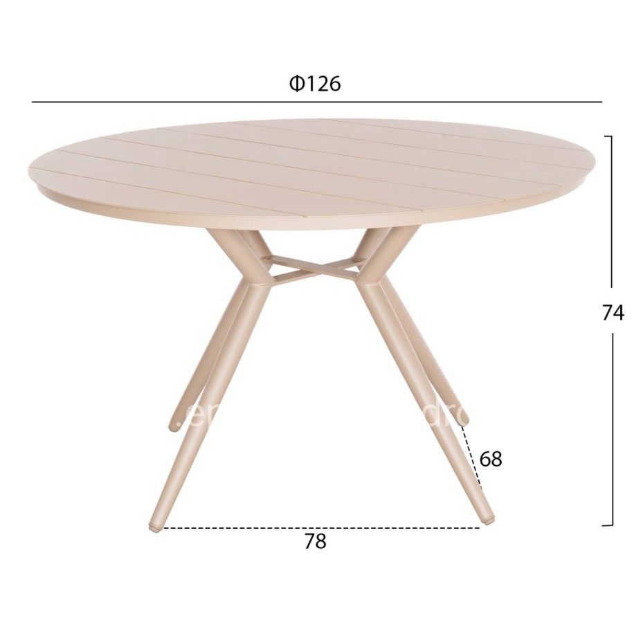 ROUND ALUMINUM TABLE HIGER HM6290.04 CAPPUCCINO Φ126x74Hcm.