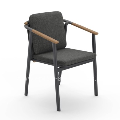 ALUMINUM DINING CHAIR SENTI HM6204.01 FRAME & OLEFIN FABRIC IN DARK GREY 60x55.5x90Hcm.