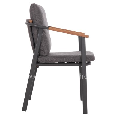 ALUMINUM DINING CHAIR SENTI HM6204.01 FRAME & OLEFIN FABRIC IN DARK GREY 60x55.5x90Hcm.