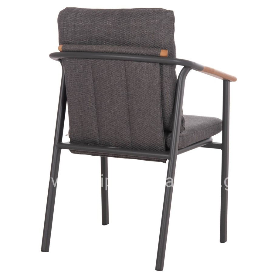ALUMINUM DINING CHAIR SENTI HM6204.01 FRAME & OLEFIN FABRIC IN DARK GREY 60x55.5x90Hcm.