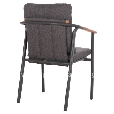 ALUMINUM DINING CHAIR SENTI HM6204.01 FRAME & OLEFIN FABRIC IN DARK GREY 60x55.5x90Hcm.