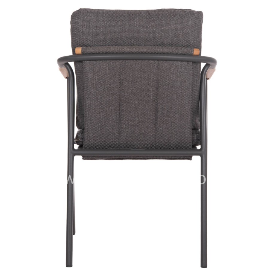 ALUMINUM DINING CHAIR SENTI HM6204.01 FRAME & OLEFIN FABRIC IN DARK GREY 60x55.5x90Hcm.