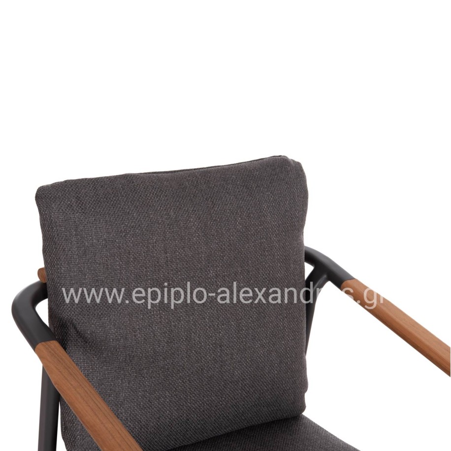 ALUMINUM DINING CHAIR SENTI HM6204.01 FRAME & OLEFIN FABRIC IN DARK GREY 60x55.5x90Hcm.