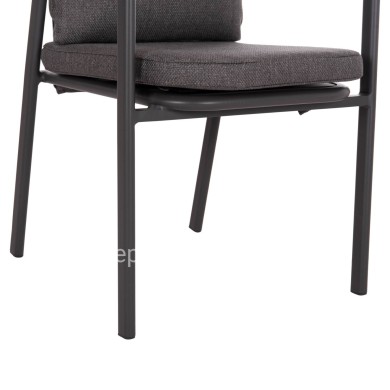 ALUMINUM DINING CHAIR SENTI HM6204.01 FRAME & OLEFIN FABRIC IN DARK GREY 60x55.5x90Hcm.