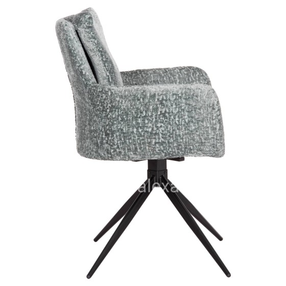 DINING ARMCHAIR SWIVEL BLANS HM9942.03 MINT BOUCLE FABRIC-METAL LEGS 62x60x90Hcm.