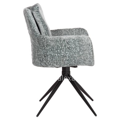 DINING ARMCHAIR SWIVEL BLANS HM9942.03 MINT BOUCLE FABRIC-METAL LEGS 62x60x90Hcm.