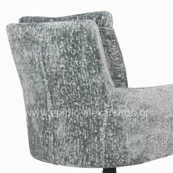 DINING ARMCHAIR SWIVEL BLANS HM9942.03 MINT BOUCLE FABRIC-METAL LEGS 62x60x90Hcm.