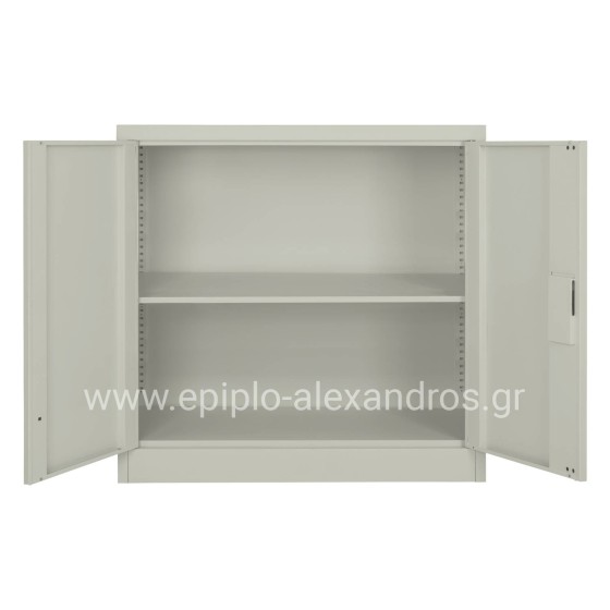 WARDROBE METAL HM5960.01 WITH 2 STORAGE SPACES LIGHT GREY 90Χ40Χ90Hcm.