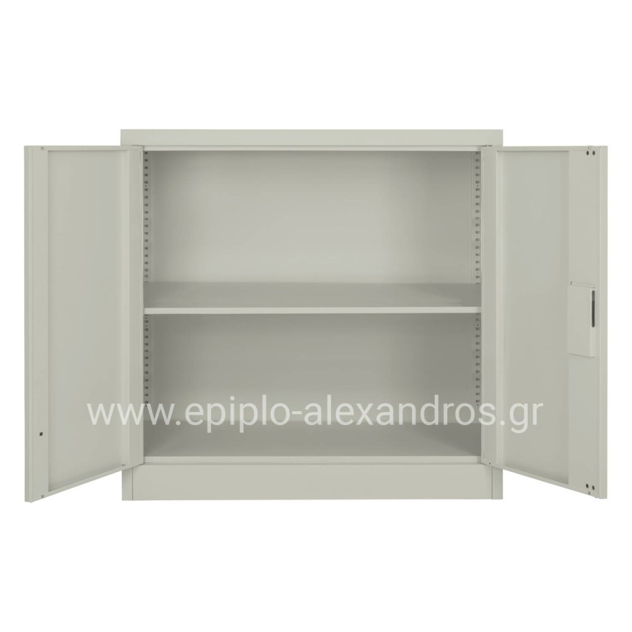 WARDROBE METAL HM5960.01 WITH 2 STORAGE SPACES LIGHT GREY 90Χ40Χ90Hcm.