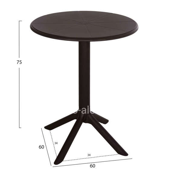ROUND POLYPROPYLENE TABLE TERRIN HM6124.13 BROWN Φ60x75Hcm.
