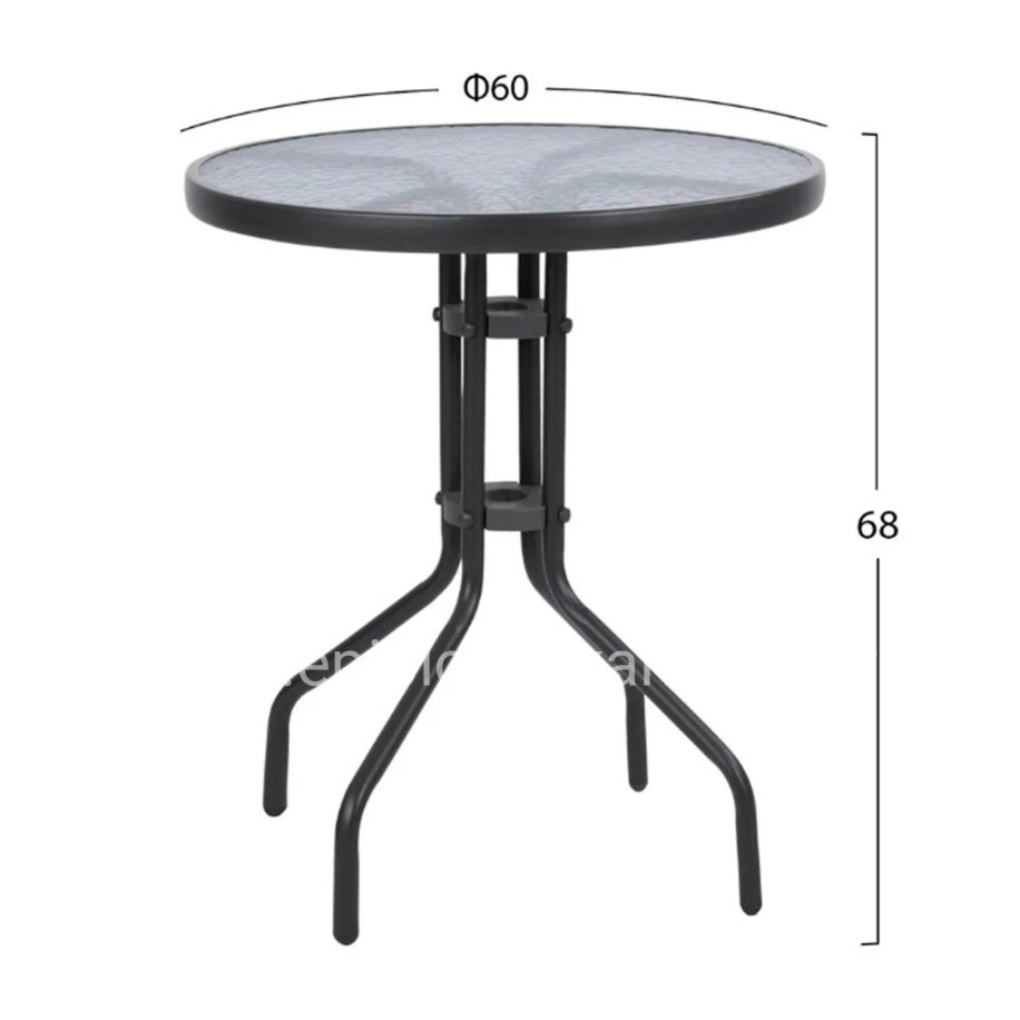 OUTDOOR DINING SET 3PCS LIMA HM21110 TABLE & 2 ARMCHAIRS- GREY COLOR