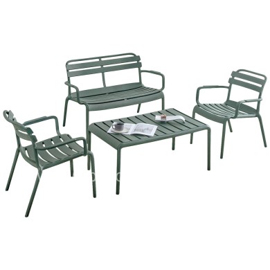 OUTDOOR LOUNGE SET 4PCS KORVER HM21096.04 POLYPROPYLENE IN DARK OLIVE GREEN