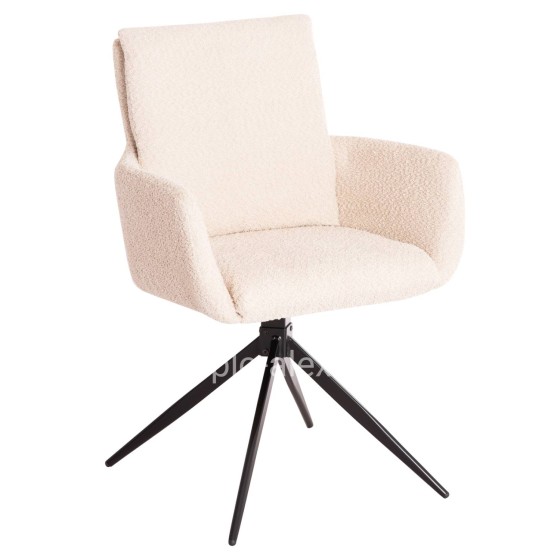 DINING ARMCHAIR SWIVEL BLANS HM9942.07 BEIGE BOUCLE FABRIC-METAL LEGS 62x60x90Hcm.