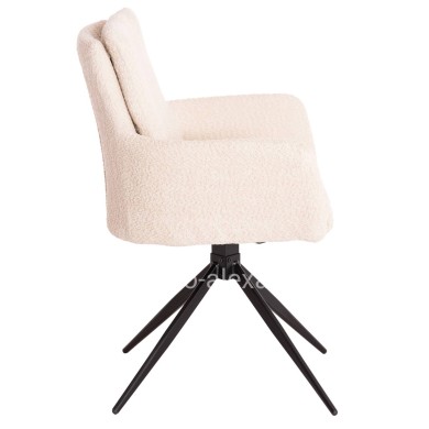 DINING ARMCHAIR SWIVEL BLANS HM9942.07 BEIGE BOUCLE FABRIC-METAL LEGS 62x60x90Hcm.