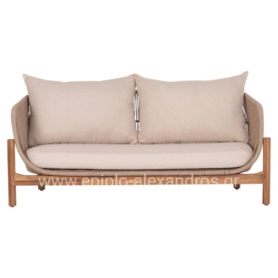 OUTDOOR LOUNGE 2-SEATER SOFA SANJI HM6220 ACACIA WOOD-ALUMINUM-ROPE 168.5x80x82Hcm.