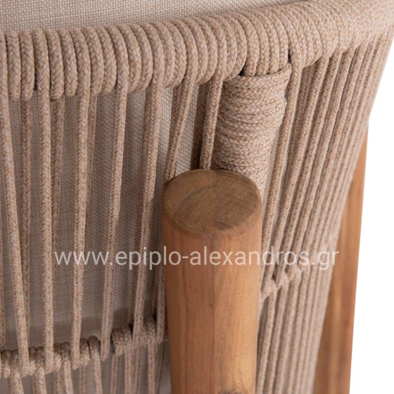 OUTDOOR LOUNGE 2-SEATER SOFA SANJI HM6220 ACACIA WOOD-ALUMINUM-ROPE 168.5x80x82Hcm.