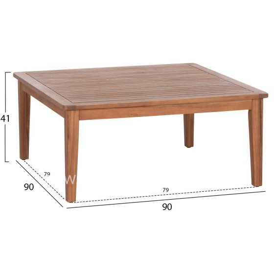 OUTDOOR LOUNGE CORNER 3PCS SET SANJI HM6223 ACACIA WOOD-ALUMINUM FRAME-ROPE