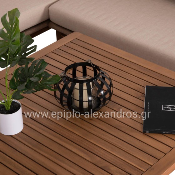 OUTDOOR LOUNGE CORNER 3PCS SET SANJI HM6223 ACACIA WOOD-ALUMINUM FRAME-ROPE