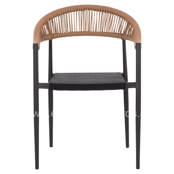 OUTDOOR DINING CHAIR BERG HM6284.02 ALUMINUM & TEXTILENE IN DARK GREY--P.E.TWISTED RATTAN 55x56x79Hcm.