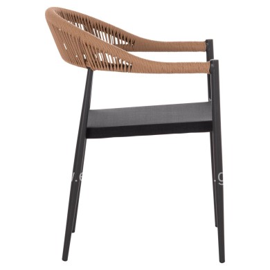 OUTDOOR DINING CHAIR BERG HM6284.02 ALUMINUM & TEXTILENE IN DARK GREY--P.E.TWISTED RATTAN 55x56x79Hcm.