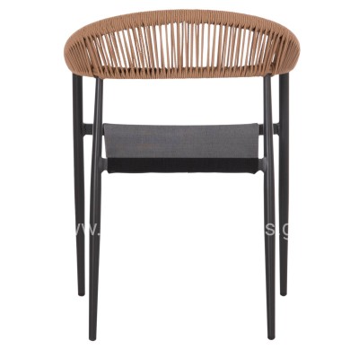 OUTDOOR DINING CHAIR BERG HM6284.02 ALUMINUM & TEXTILENE IN DARK GREY--P.E.TWISTED RATTAN 55x56x79Hcm.